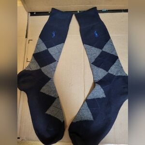 Ralph Lauren Polo Argyle Blue/Grey Dress Socks Men One Size